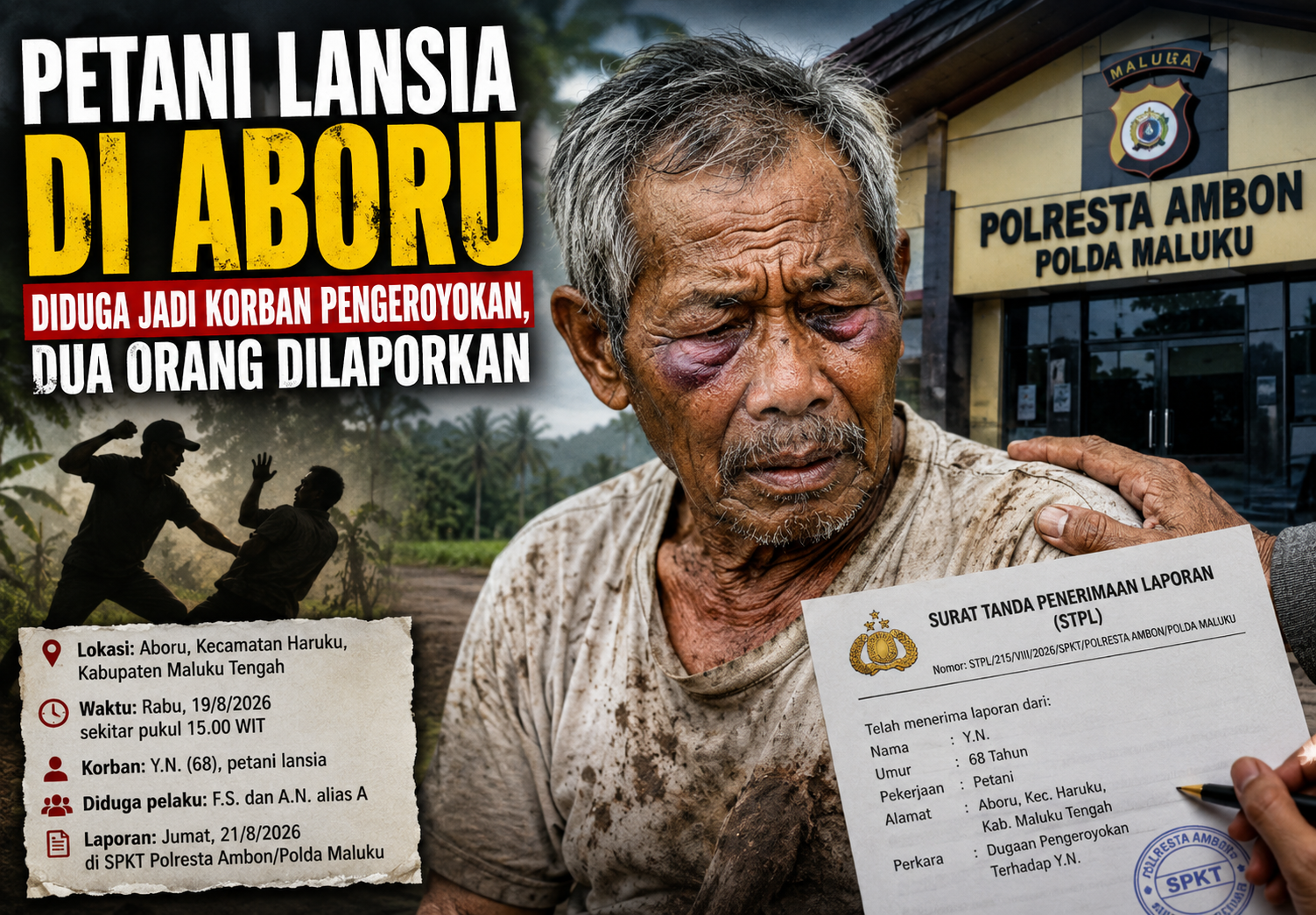 Petani Lansia di Aboru Diduga Jadi Korban Pengeroyokan, Dua Orang Dilaporkan