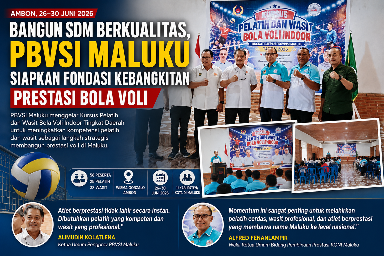 Bangun SDM Berkualitas, PBVSI Maluku Siapkan Fondasi Kebangkitan Prestasi Bola Voli
