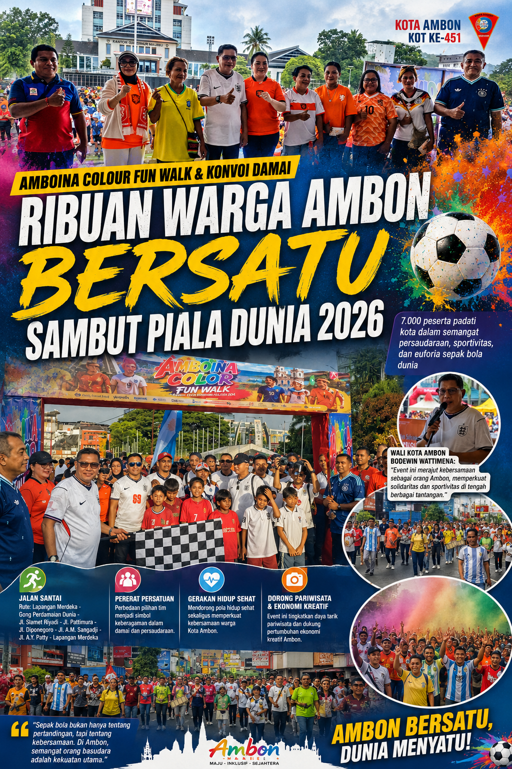Ribuan Warga Meriahkan Amboina Colour Fun Walk Sambut Piala Dunia 2026