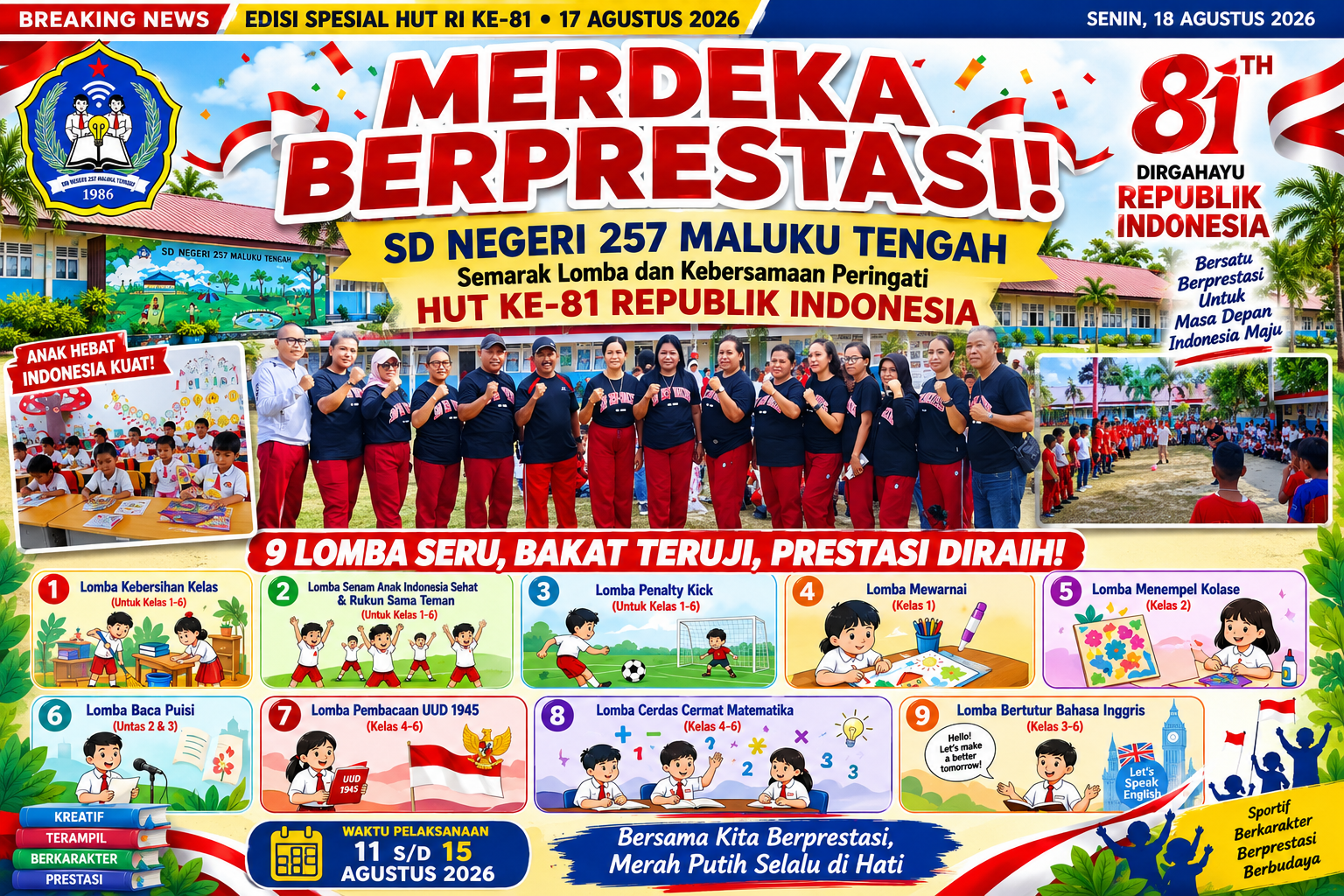 Semarak HUT ke-81 RI, SD Negeri 257 Suli Gelar Sembilan Mata Lomba Libatkan Siswa Kelas 1-6