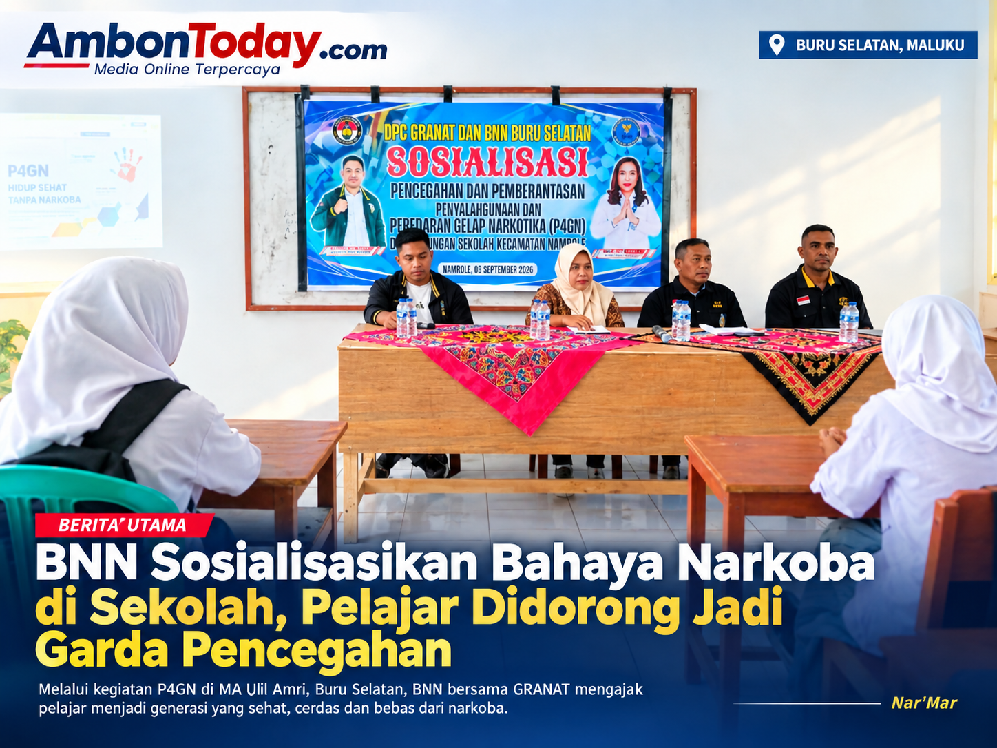 BNN dan GRANAT Sosialisasikan Bahaya Narkoba di Sekolah, GRANAT Dorong Pelajar Jadi Garda Pencegahan