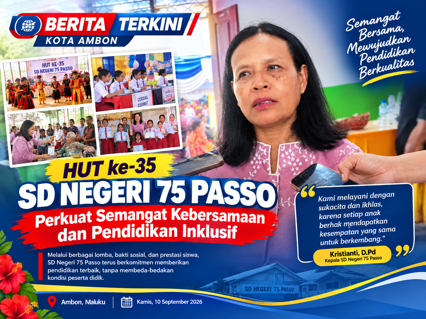 HUT Ke-37, SD Negeri 75 Passo Perkuat Semangat Kebersamaan dan Pendidikan Inklusif