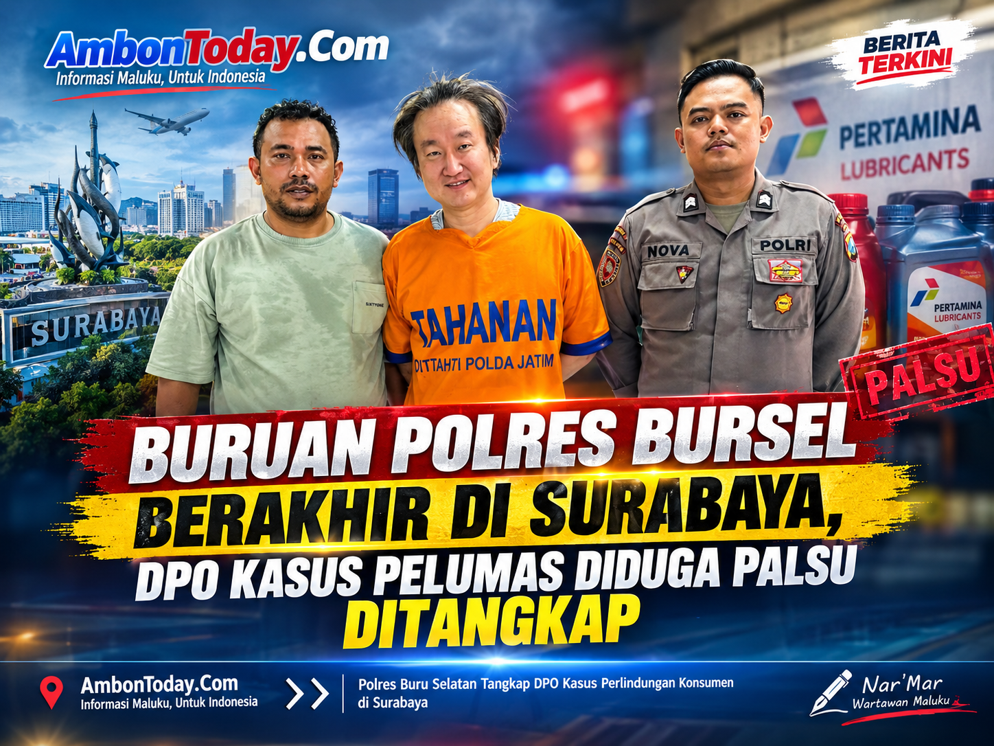 Buruan Polres Bursel Berakhir di Surabaya, DPO Kasus Pelumas Diduga Palsu Ditangkap