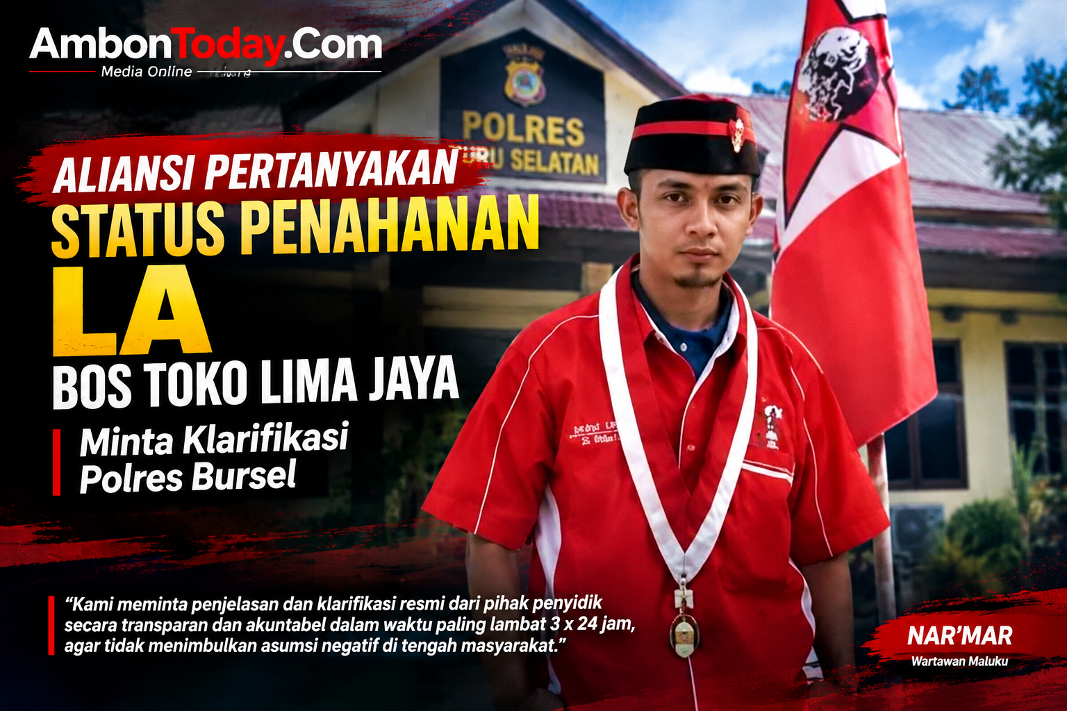 Bos Toko Lima Jaya LA Tidak Ditahan: Polres Bursel Diminta Transparan