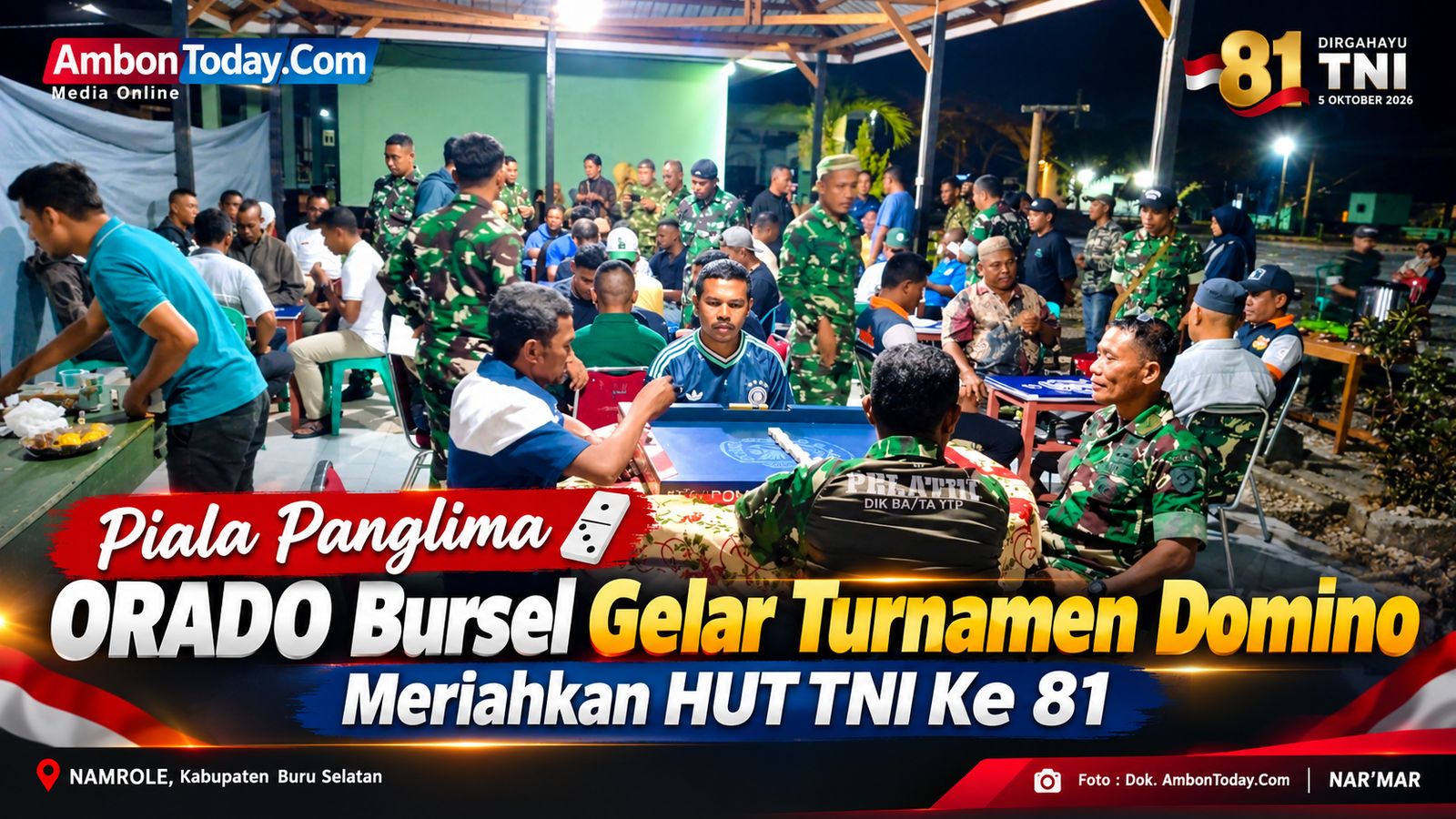 Piala Panglima ORADO Bursel Gelar Turnamen Domino Meriahkan HUT TNI Ke 81