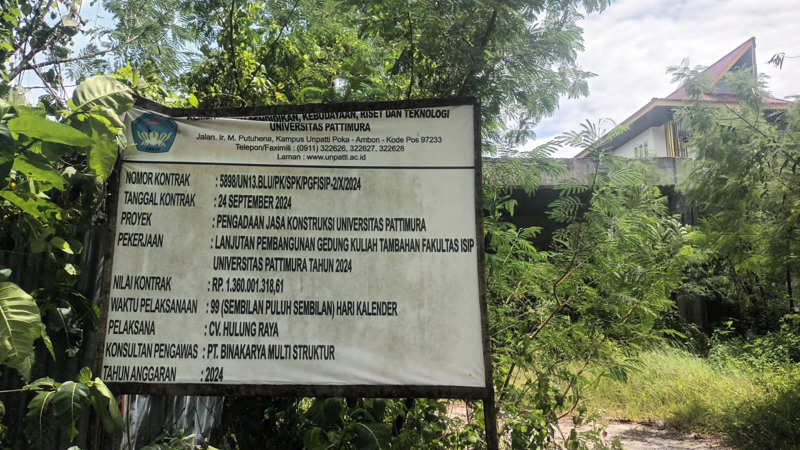 Investigasi Ambon Today.com: Gedung Kuliah Fisip UNPATTI Mangkrak, Alumni Desak Kejati dan Polda Maluku Turun Tangan