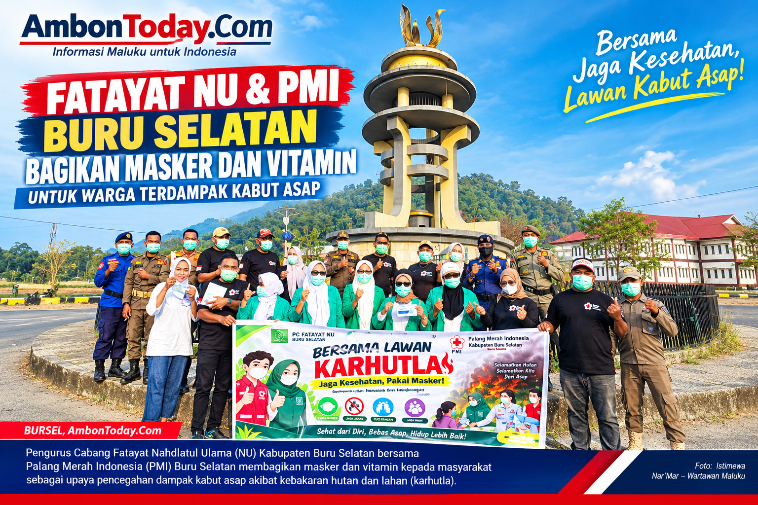 Fatayat NU dan PMI BurseL Bagikan Masker dan Vitamin untuk Warga Terdampak Kabut Asap