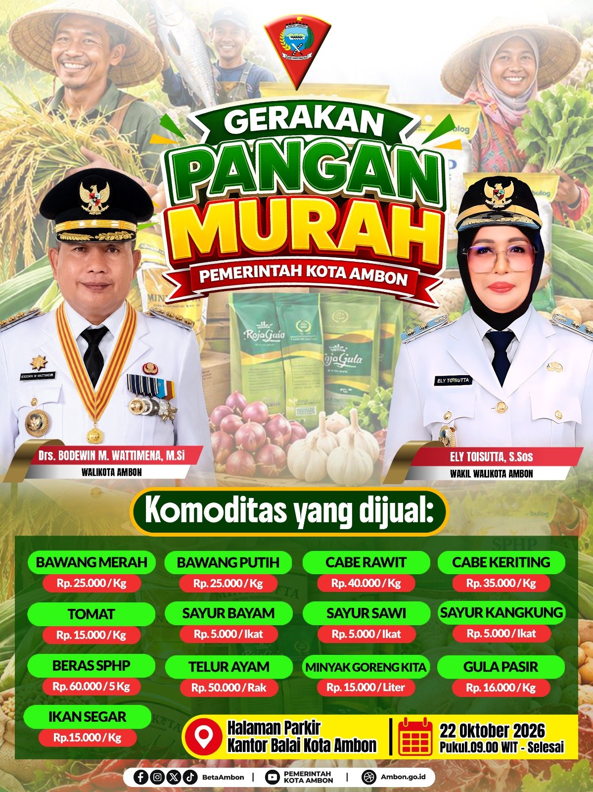 Peringati Hari Pangan Sedunia dan Jaga Stabilitas Harga, Pemkot Ambon Gelar GPM