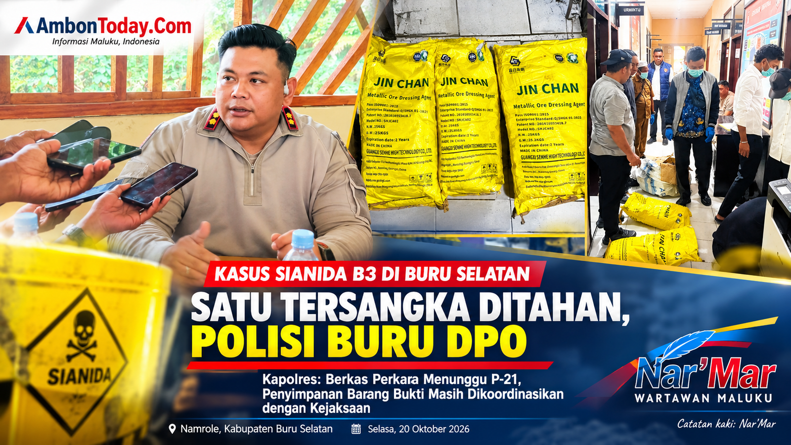Kasus Sianida B3 di Buru Selatan: Satu Tersangka Ditahan, Polisi Buru DPO