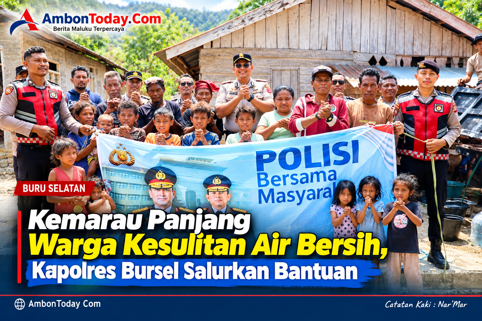 Kemarau Panjang Warga Kesulitan Air Bersih, Kapolres Bursel Salurkan Bantuan