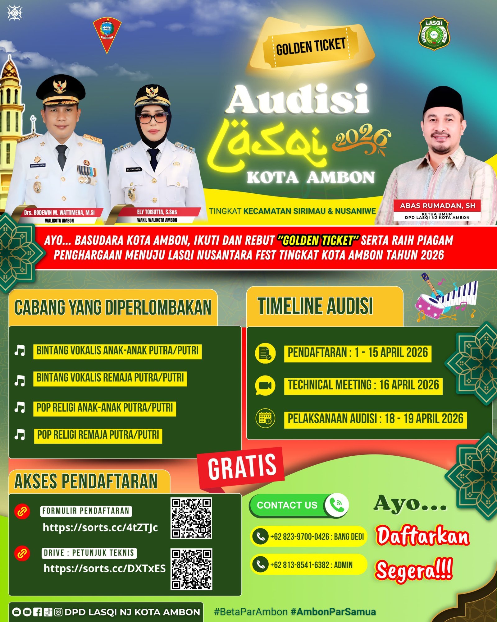 LASQI Ambon Buka Audisi Vokalis Muda, Gratis untuk Warga Sirimau dan Nusaniwe